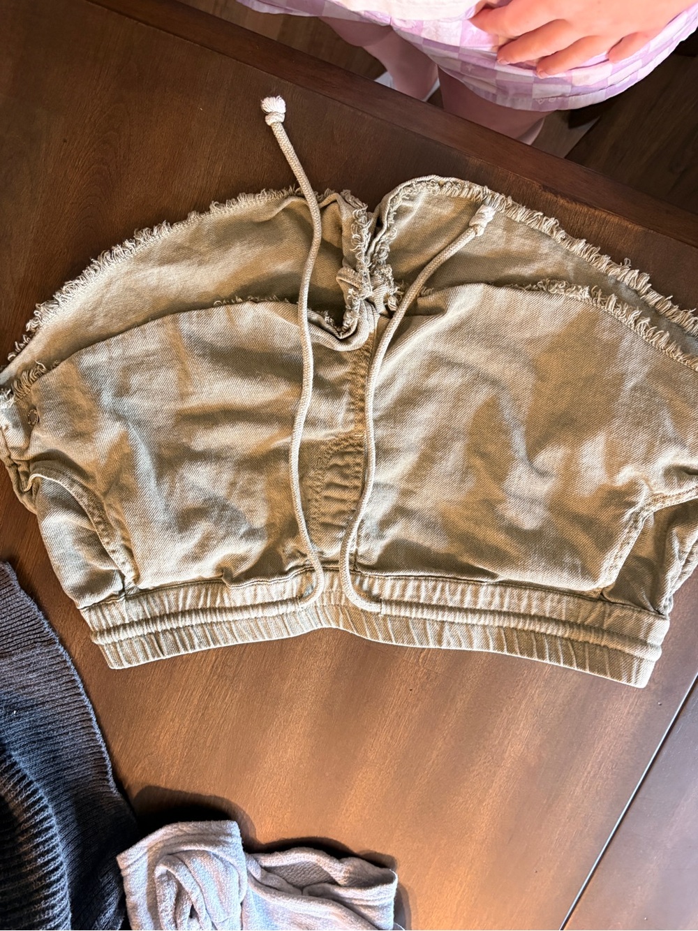 Roxy Olive Green Frayed Drawstring Shorts